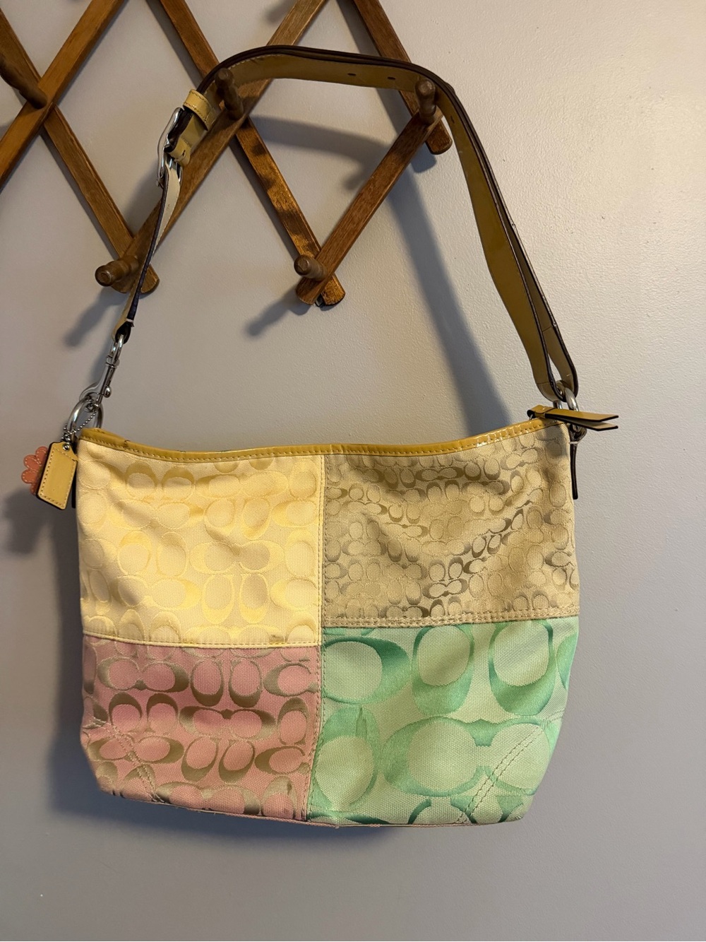 Coach Hampton Signature Pastel Patchwork Hobo Shoulder Bag Multicolor OS